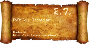 Rády Tivadar névjegykártya
