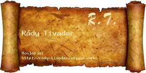 Rády Tivadar névjegykártya